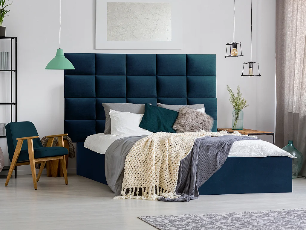 Panneaux muraux tête de lit - 200 cm - Velours - Bleu - BARTEL de Pascal Morabito