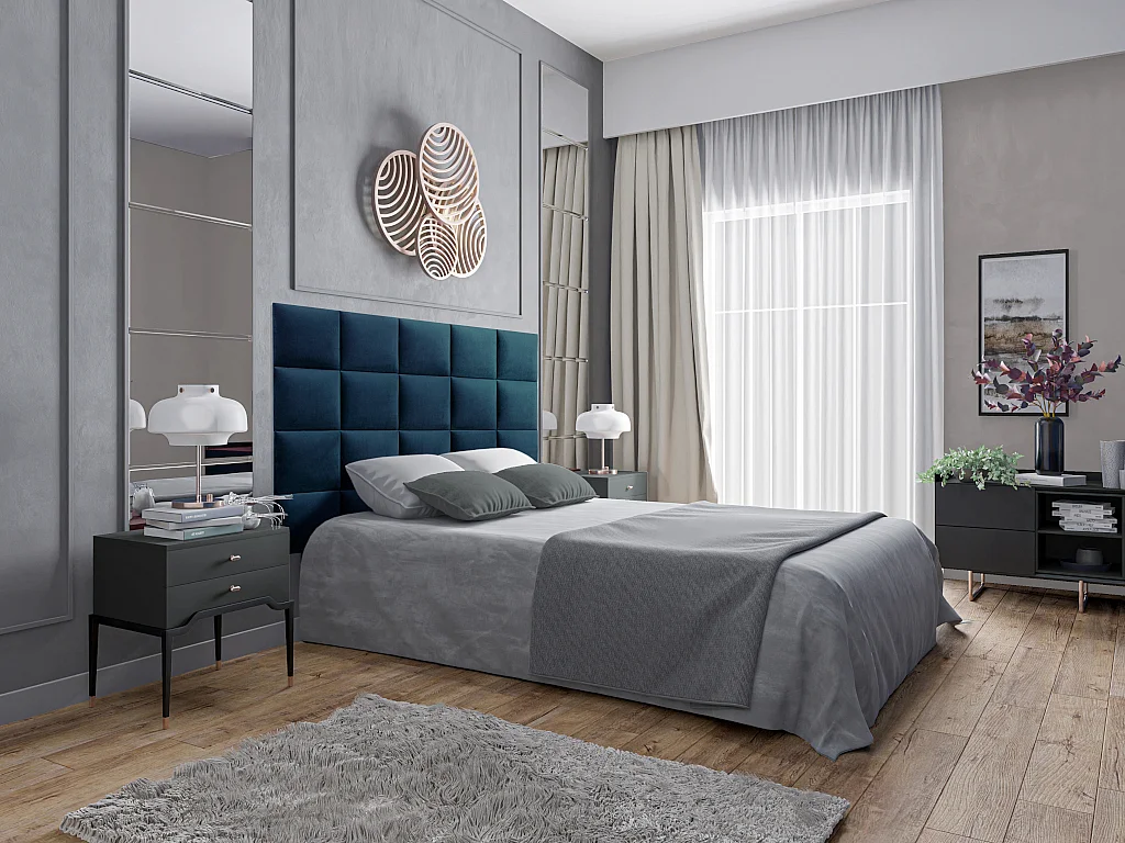 Panneaux muraux tête de lit - 200 cm - Velours - Bleu - BARTEL de Pascal Morabito