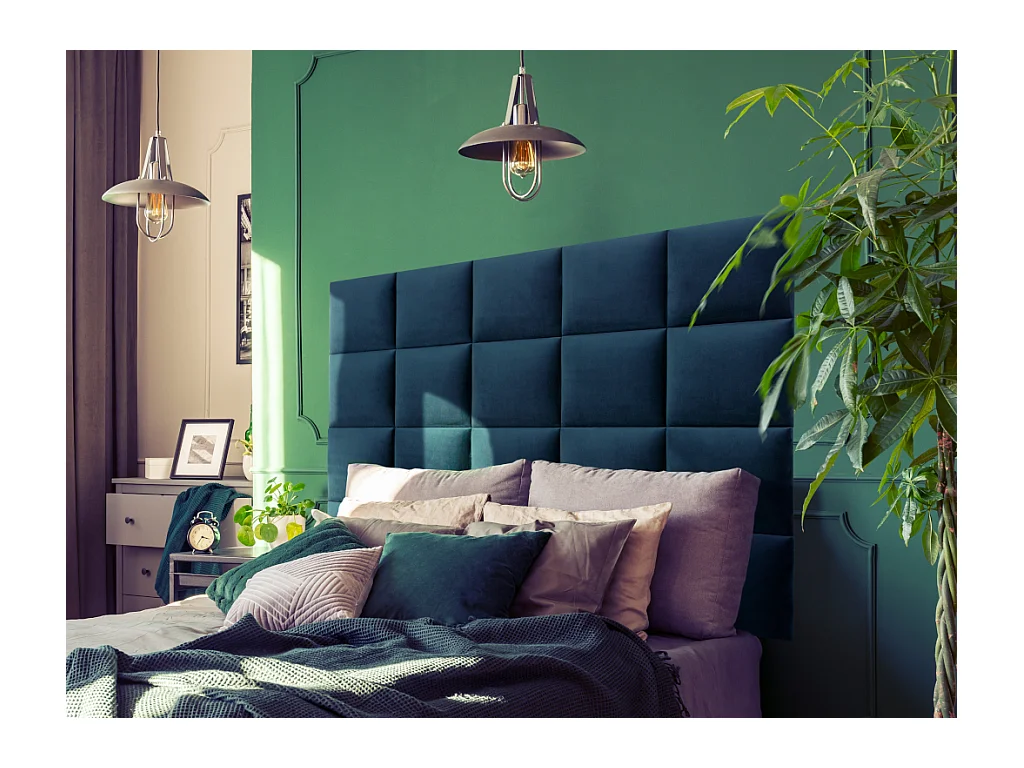 Panneaux muraux tête de lit - 200 cm - Velours - Bleu - BARTEL de Pascal Morabito