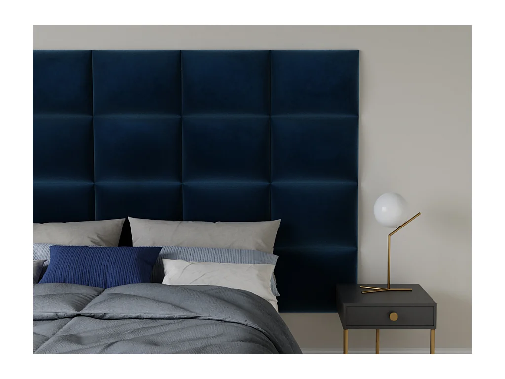 Panneaux muraux tête de lit - 200 cm - Velours - Bleu - BARTEL de Pascal Morabito