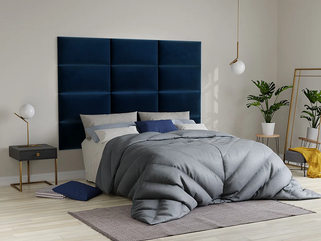 Panneaux muraux tête de lit - 180 cm - Velours - Bleu - BONTE de Pascal Morabito