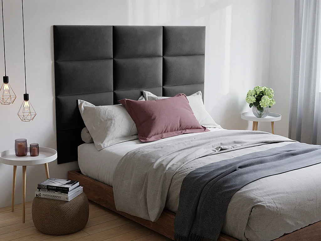 Pannello da parete testata 180 cm Velluto Grigio - BONTE di Pascal Morabito