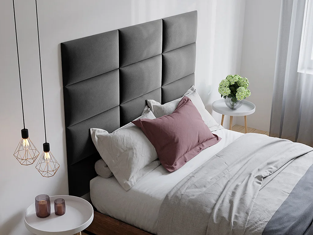 Hoofdeinde wandpanelen BONTE - 180 cm - Fluweel - Grijs - van Pascal Morabito