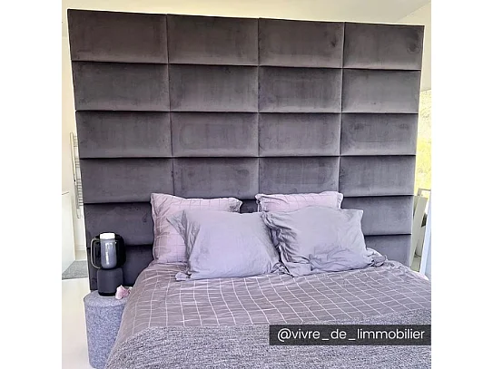 Pannello da parete testata 180 cm Velluto Grigio - BONTE di Pascal Morabito