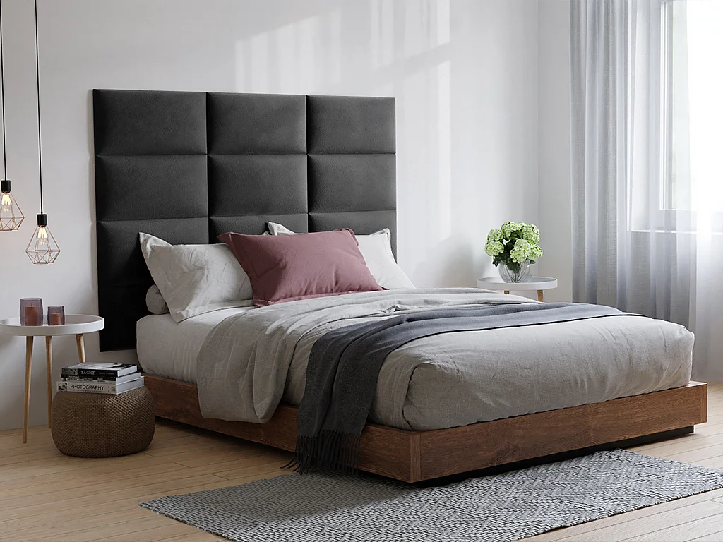 Panneaux muraux tête de lit - 180 cm - Velours - Gris - BONTE de Pascal Morabito