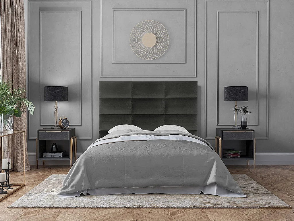 Pannello da parete testata 180 cm Velluto Grigio - BONTE di Pascal Morabito