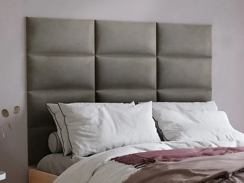 Panneaux muraux tête de lit - 180 cm - Velours - Taupe - BONTE de Pascal Morabito
