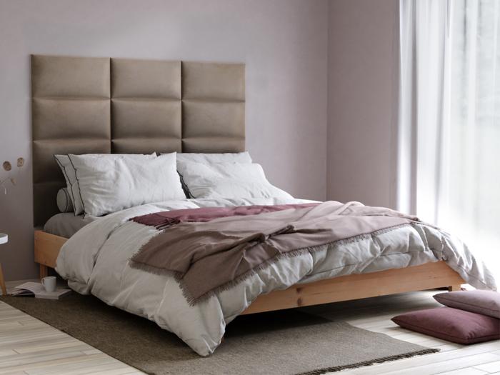 Cabecero de cama de 180 cm de terciopelo acanalado beige - AMBRILIA