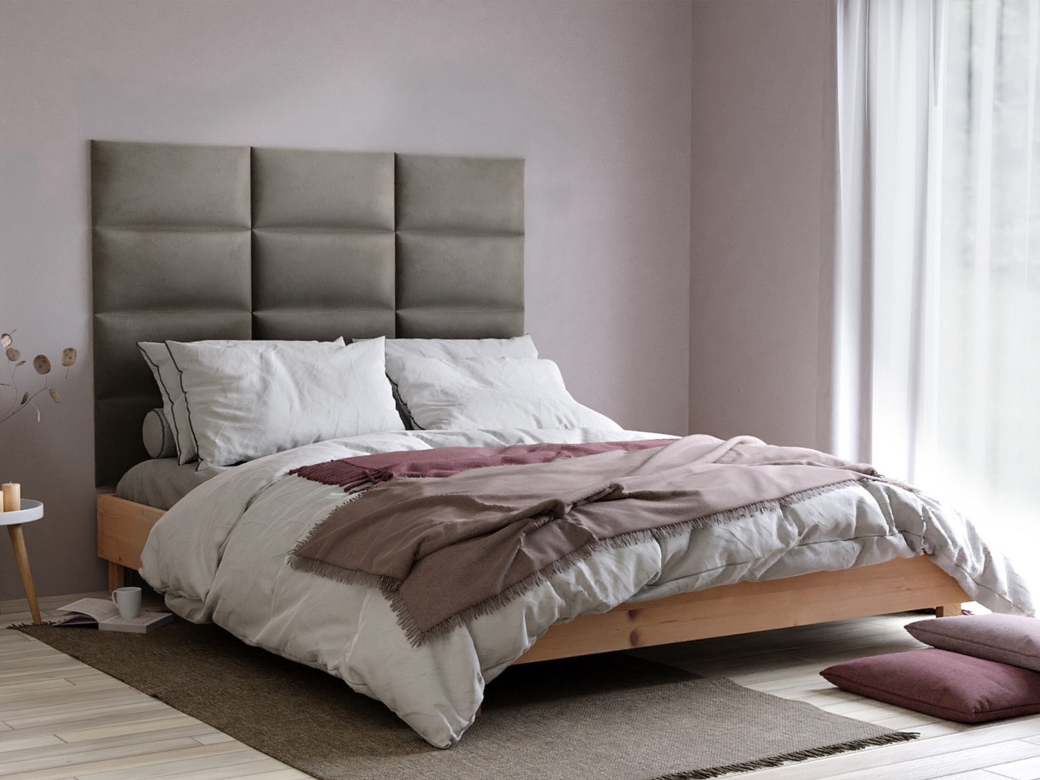 Wandpaneel Bettkopfteil - Samt - 180 cm - Taupe - BONTE von Pascal Morabito günstig online kaufen