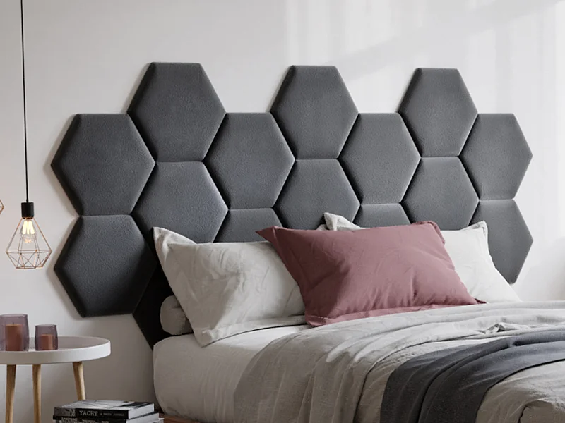 Panneaux muraux tête de lit - 220 cm - Velours - Gris - HOPE de Pascal Morabito