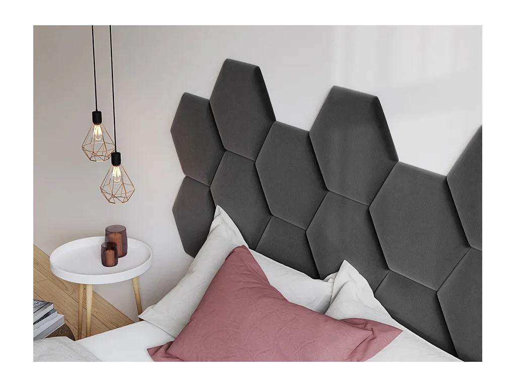 Panneaux muraux tête de lit - 220 cm - Velours - Gris - HOPE de Pascal Morabito