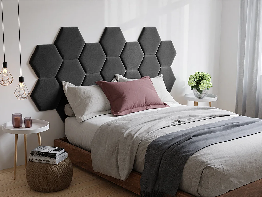 Panneaux muraux tête de lit - 220 cm - Velours - Gris - HOPE de Pascal Morabito