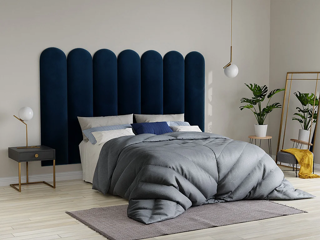 Panneaux muraux tête de lit - 210 cm - Velours - Bleu - JAPI de Pascal Morabito