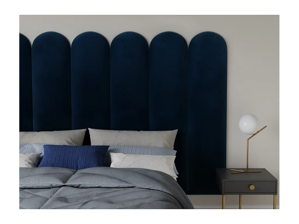 Cabecero de cama JAPI de Pascal Morabito - 210 cm - Terciopelo - Azul - de Pascal Morabito