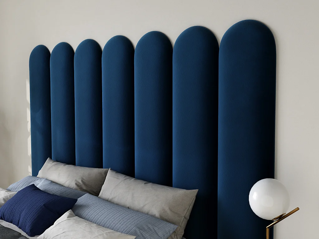 Wandpaneel voor hoofdeinde JAPI - 210 cm - Fluweel - Blauw - van Pascal Morabito
