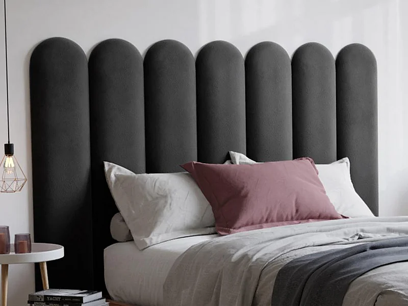 Cabecero de cama JAPI de Pascal Morabito - 210 cm - Terciopelo - Gris - de Pascal Morabito