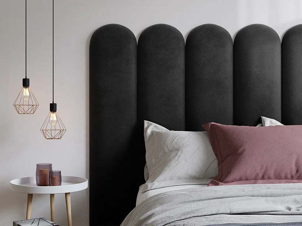 Panneaux muraux tête de lit - 210 cm - Velours - Gris - JAPI de Pascal Morabito