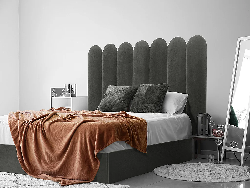 Panneaux muraux tête de lit - 210 cm - Velours - Gris - JAPI de Pascal Morabito