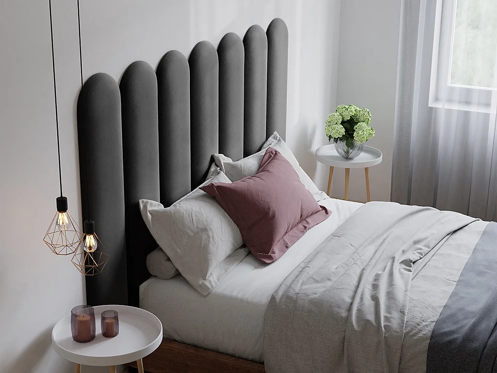 Panneaux muraux tête de lit - 210 cm - Velours - Gris - JAPI de Pascal Morabito