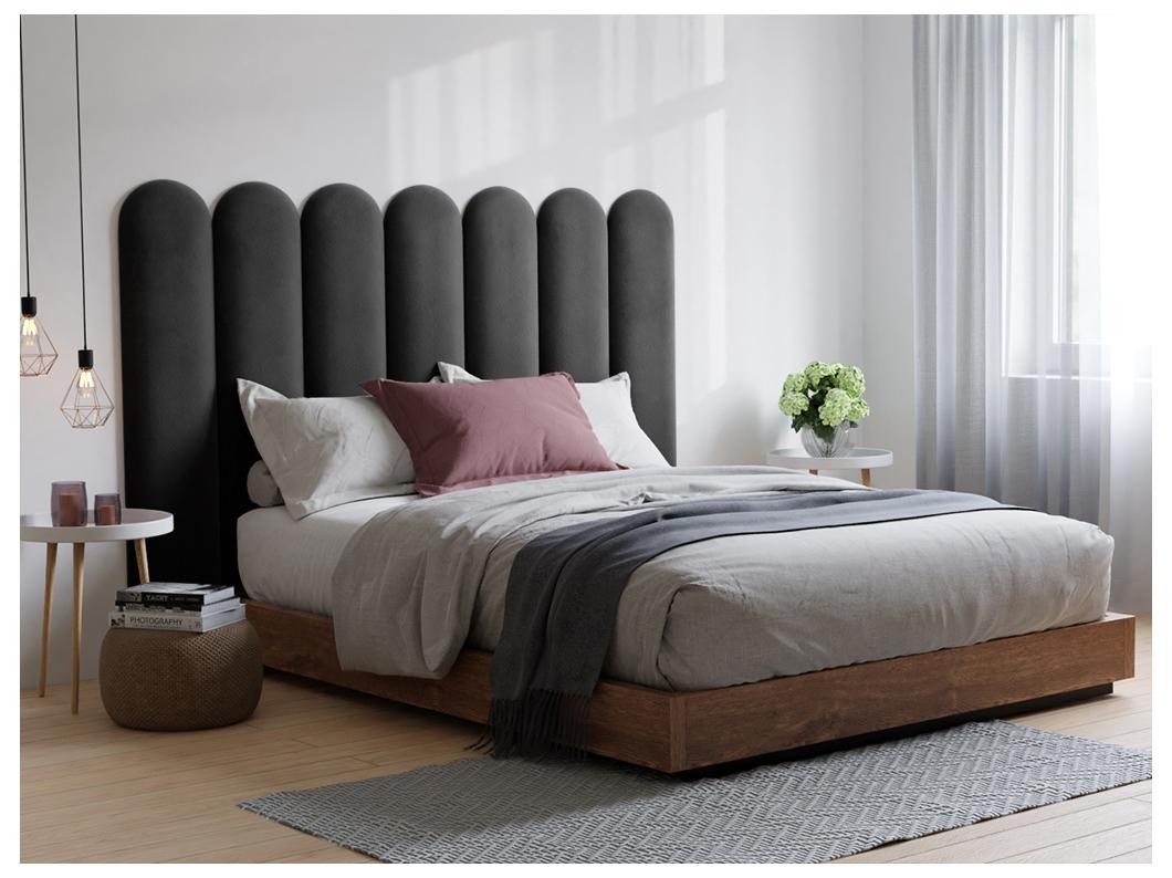 Panneaux muraux tête de lit - 210 cm - Velours - Gris - JAPI de Pascal Morabito