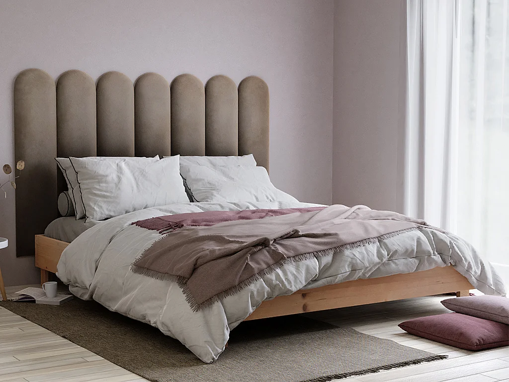 Panneaux muraux tête de lit - 210 cm - Velours - Beige - JAPI de Pascal Morabito