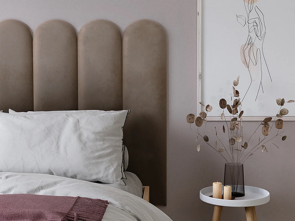 Zagłówek z paneli ściennych – 210 cm – welur – kolor beżowy – JAPI marki Pascal Morabito