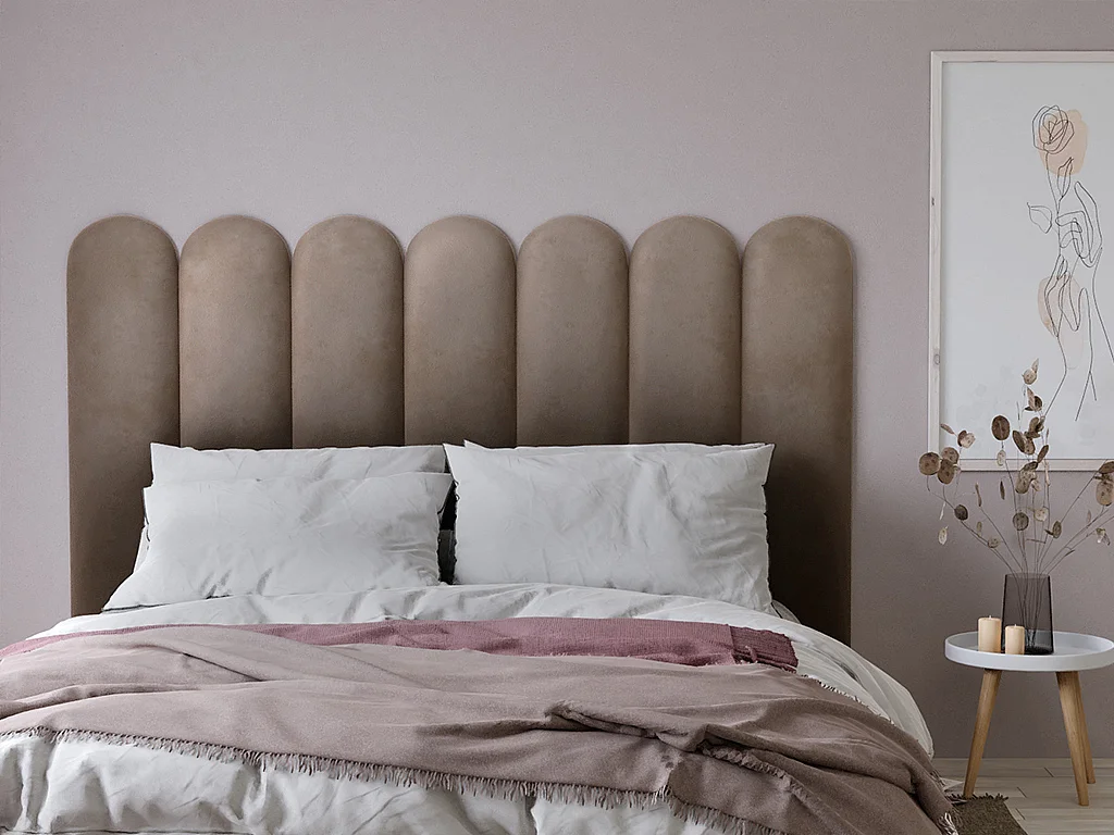 Panneaux muraux tête de lit - 210 cm - Velours - Beige - JAPI de Pascal Morabito