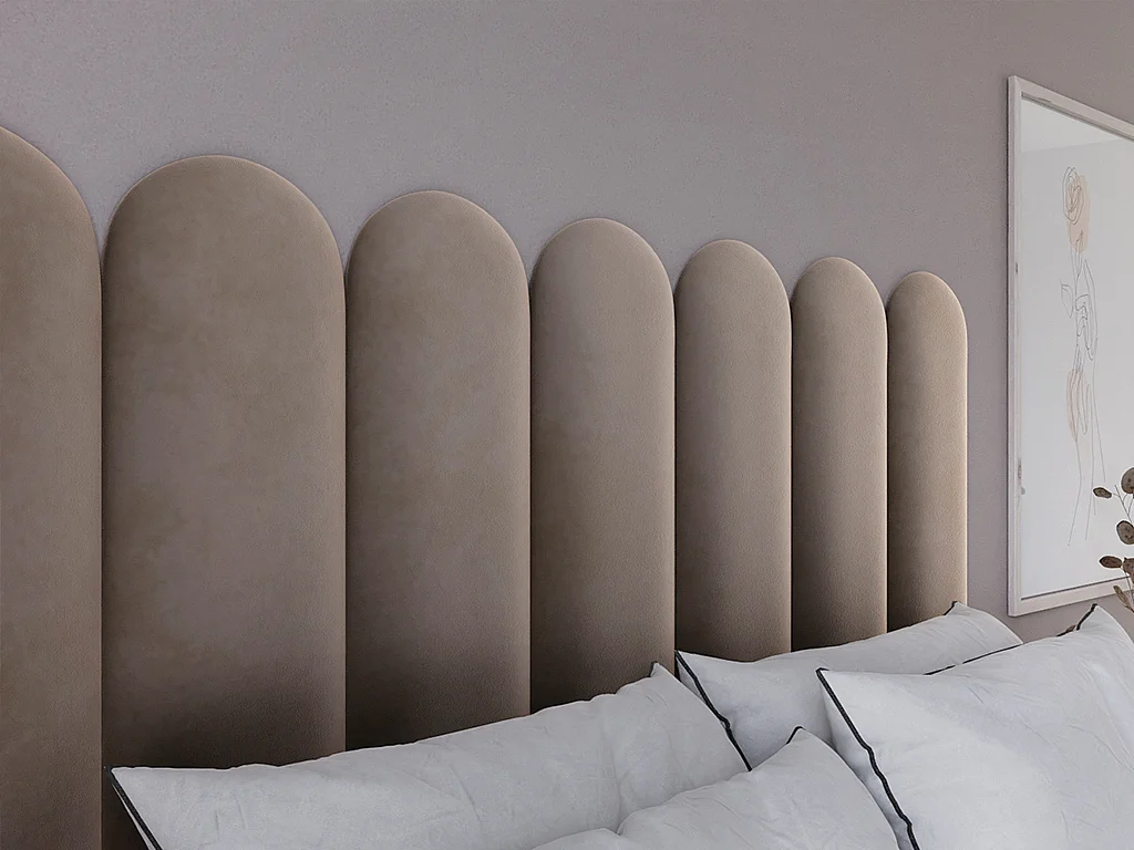 Zagłówek z paneli ściennych – 210 cm – welur – kolor beżowy – JAPI marki Pascal Morabito