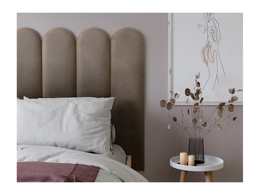 Cabecero de cama JAPI de Pascal Morabito - 210 cm - Terciopelo - Beige - de Pascal Morabito