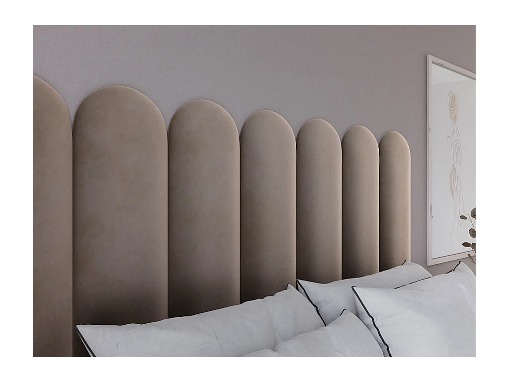 Cabecero de cama JAPI de Pascal Morabito - 210 cm - Terciopelo - Beige - de Pascal Morabito