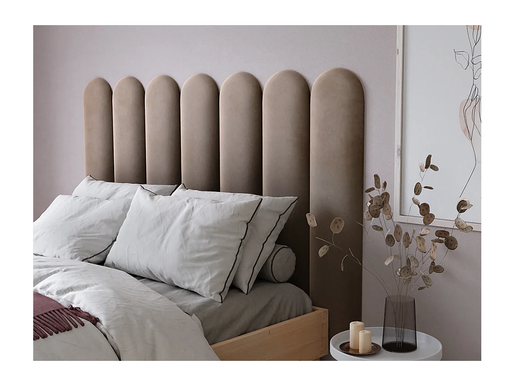 Cabecero de cama JAPI de Pascal Morabito - 210 cm - Terciopelo - Beige - de Pascal Morabito