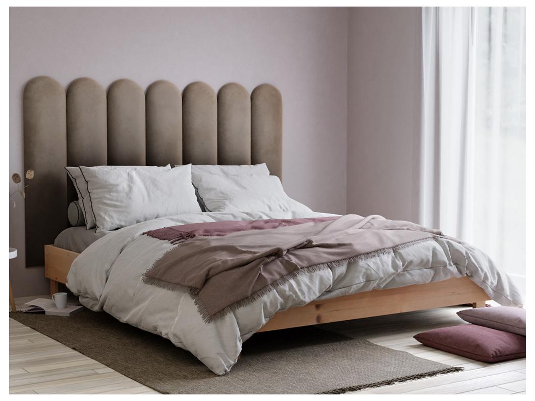 Panneaux muraux tête de lit - 210 cm - Velours - Beige - JAPI de Pascal Morabito