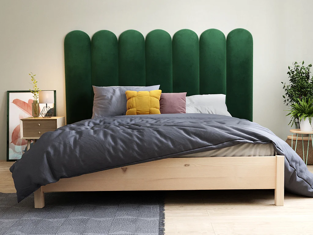 Panneaux muraux tête de lit - 210 cm - Velours - Vert - JAPI de Pascal Morabito