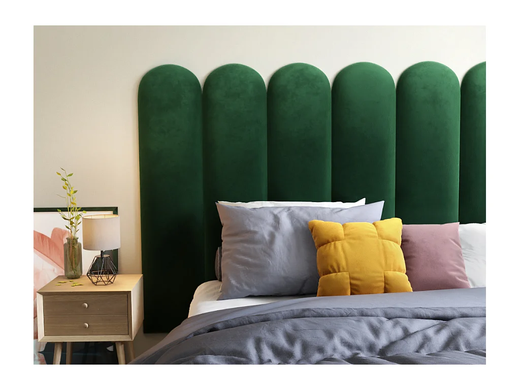 Cabecero de cama JAPI de Pascal Morabito - 210 cm - Terciopelo - Verde - de Pascal Morabito