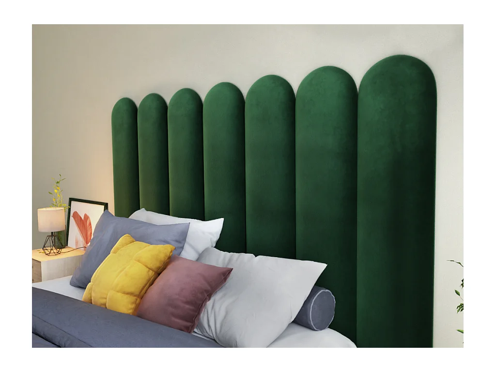 Cabecero de cama JAPI de Pascal Morabito - 210 cm - Terciopelo - Verde - de Pascal Morabito