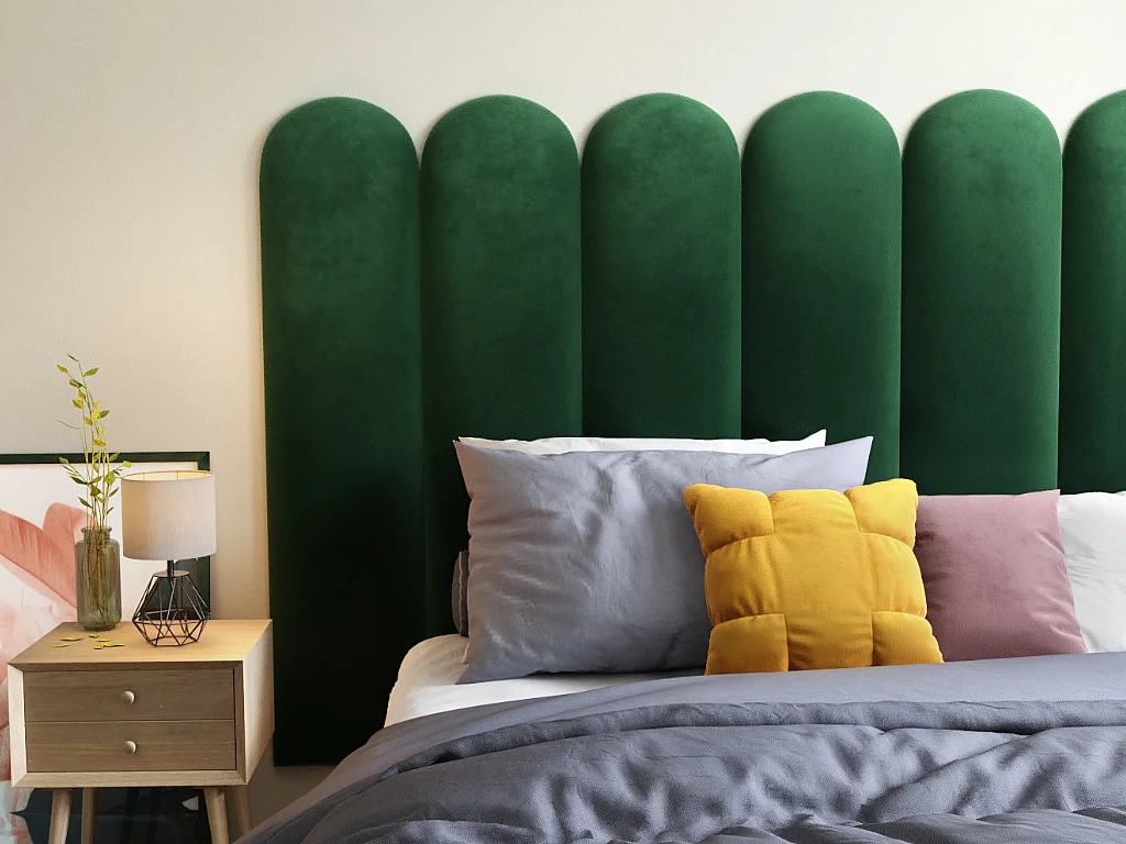 Wandpaneel voor hoofdeinde JAPI - 210 cm - Fluweel - Groen - van Pascal Morabito