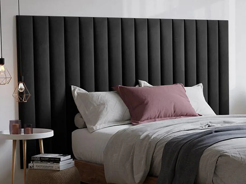 Panneaux muraux tête de lit - 220 cm - Velours - Gris - GONDA de Pascal Morabito