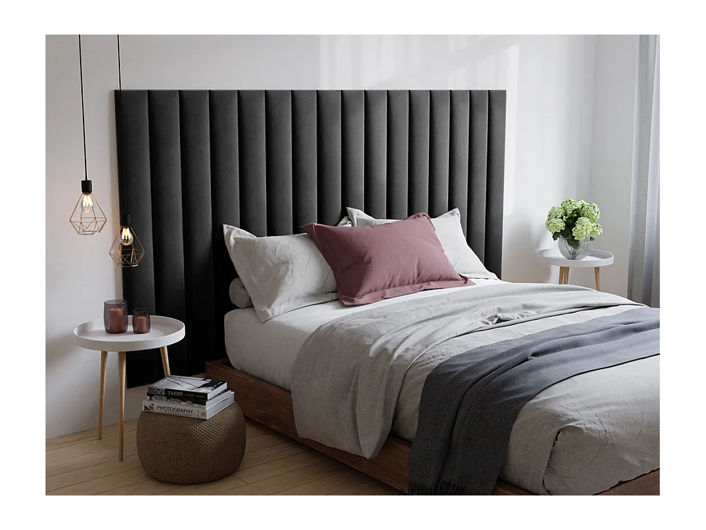 Cabecero de cama GONDA de Pascal Morabito - 225 cm - Terciopelo - Gris - de Pascal Morabito