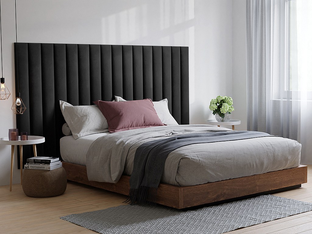 Wandpaneel Bettkopfteil - Samt - 220 cm - Grau - GONDA von Pascal Morabito günstig online kaufen