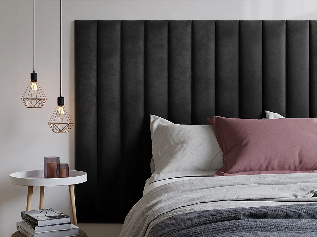 Panneaux muraux tête de lit - 220 cm - Velours - Gris - GONDA de Pascal Morabito