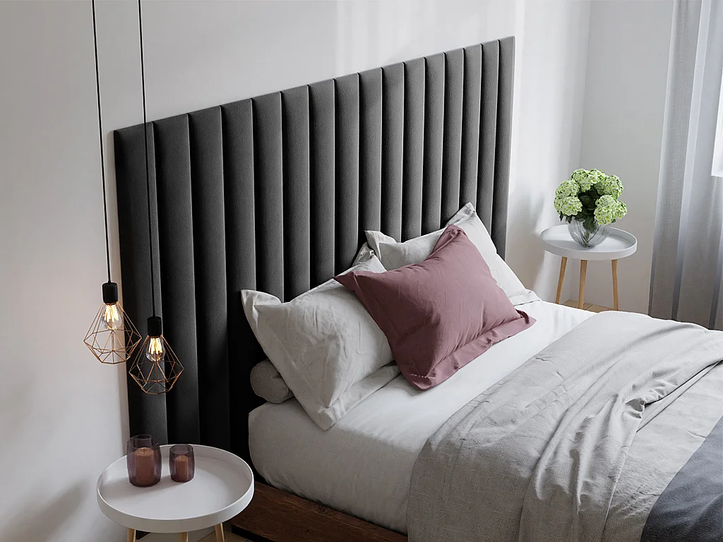 Panneaux muraux tête de lit - 220 cm - Velours - Gris - GONDA de Pascal Morabito