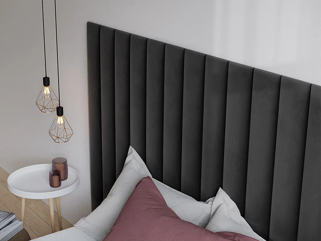 Panneaux muraux tête de lit - 220 cm - Velours - Gris - GONDA de Pascal Morabito