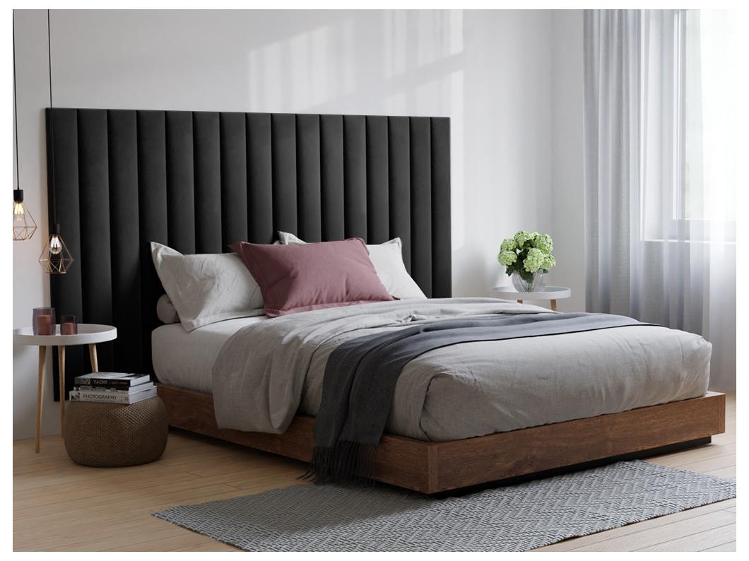 Cabecero de cama GONDA de Pascal Morabito - 225 cm - Terciopelo - Gris - de Pascal Morabito