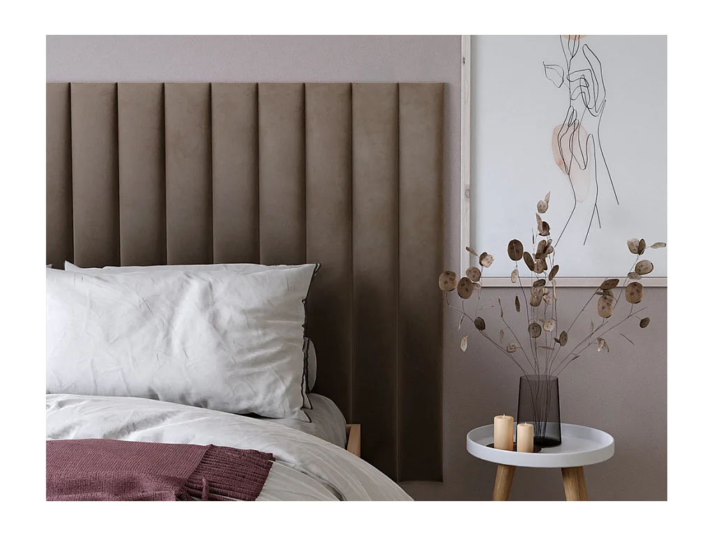 Cabecero de cama GONDA de Pascal Morabito - 225 cm - Terciopelo - Beige - de Pascal Morabito