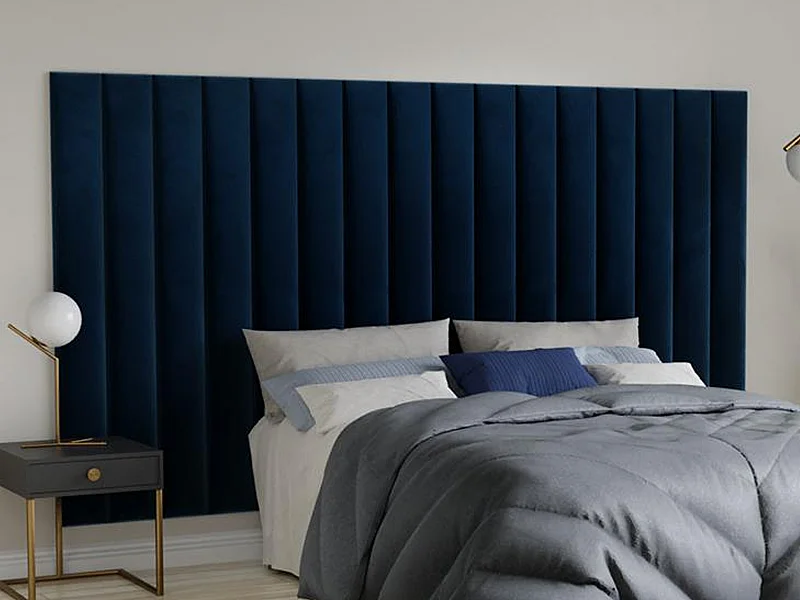 Cabecero de cama GONDA de Pascal Morabito - 225 cm - Terciopelo - Azul - de Pascal Morabito