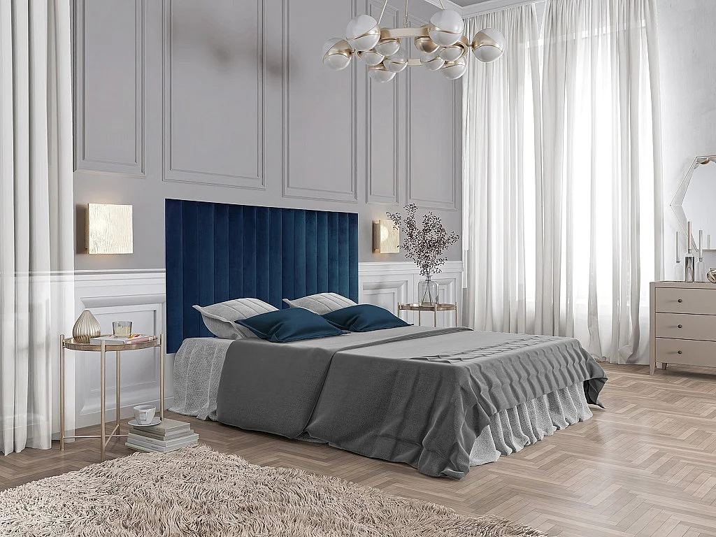 Wandpaneel Bettkopfteil - Samt - 220 cm - Blau - GONDA von Pascal Morabito