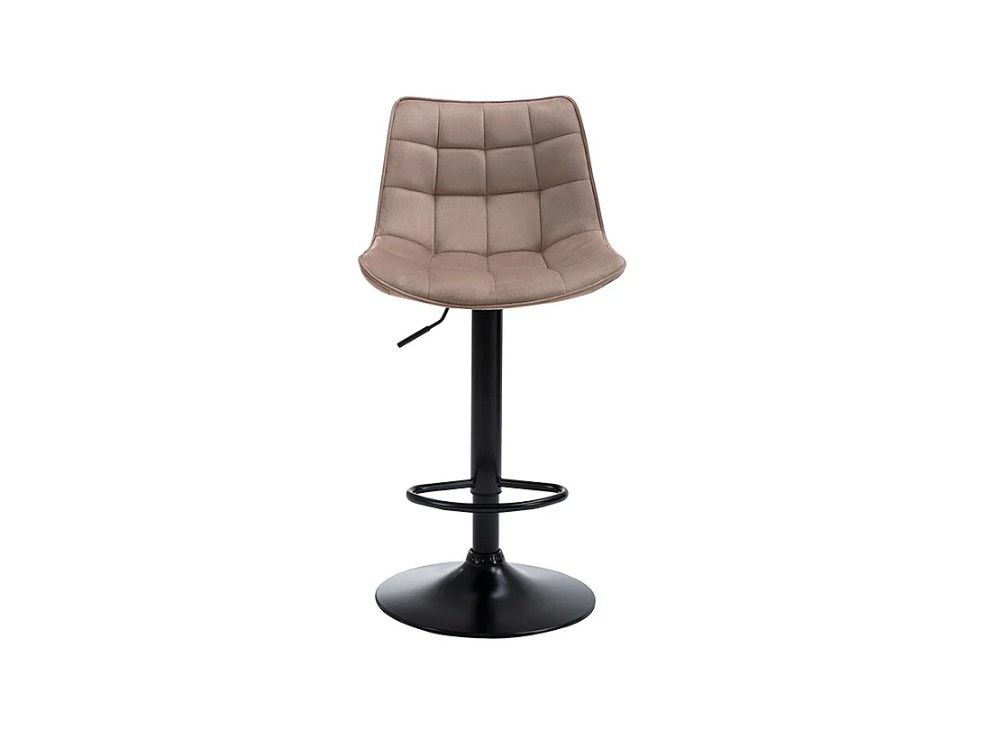 Lot de 2 tabourets de bar en velours et métal noir - Hauteur réglable -  Beige - LIMA II