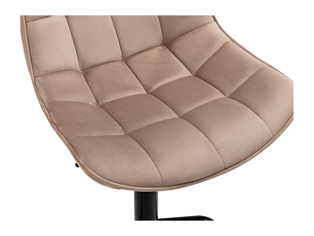 Lot de 2 tabourets de bar en velours et métal noir - Hauteur réglable -  Beige - LIMA II