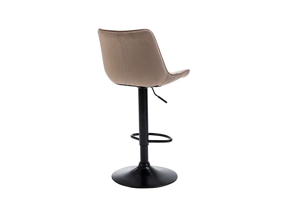 Lot de 2 tabourets de bar en velours et métal noir - Hauteur réglable -  Beige - LIMA II