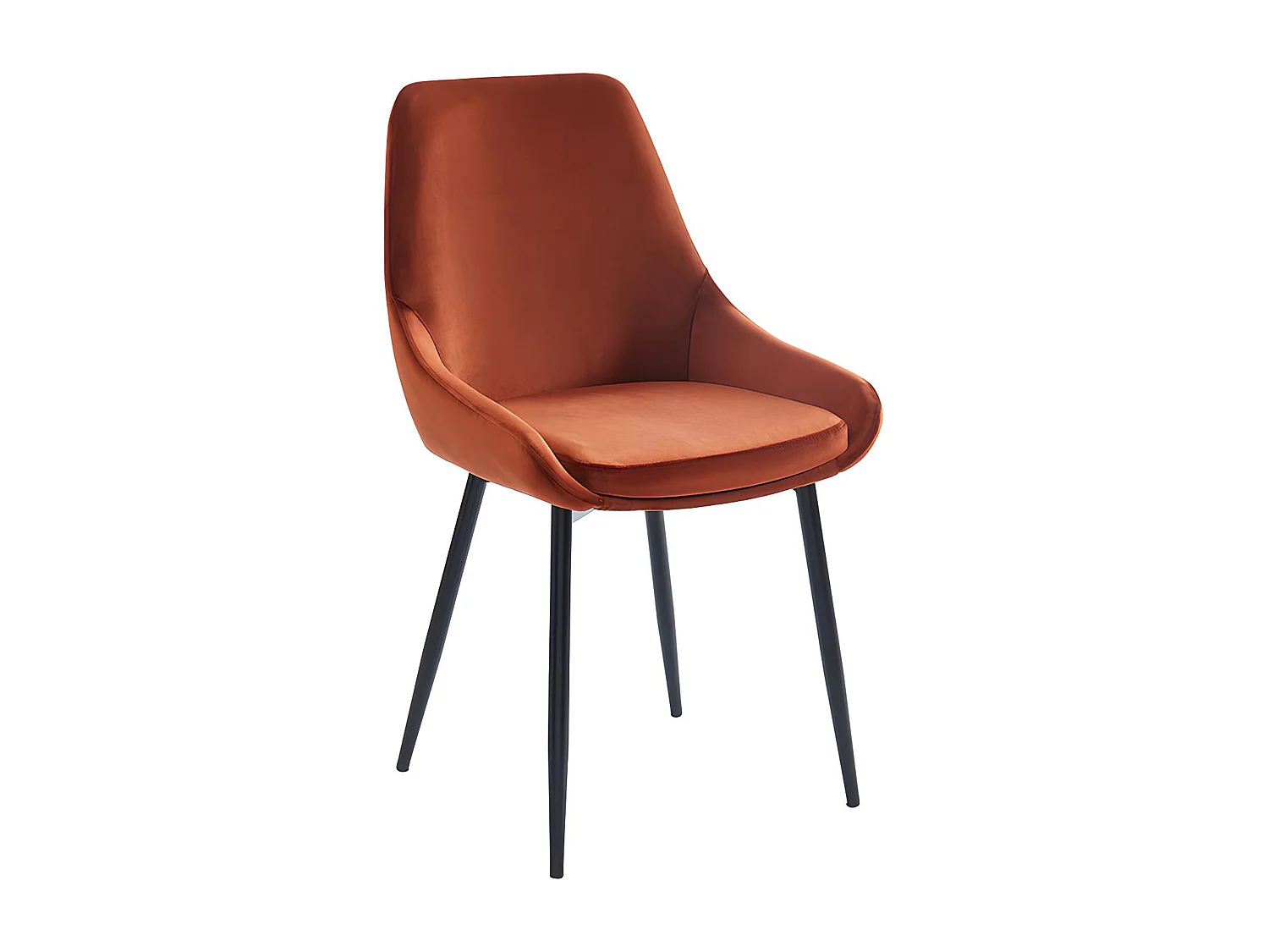 Stuhl 2er-Set - Samt & Schwarzes Metall - Terracotta - MASURIE